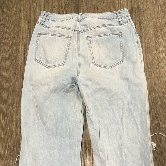 AFRM Jeans Oden Flared Leg High Waisted Distressed Denim Light Wash Size 31 - Picture 8 of 9